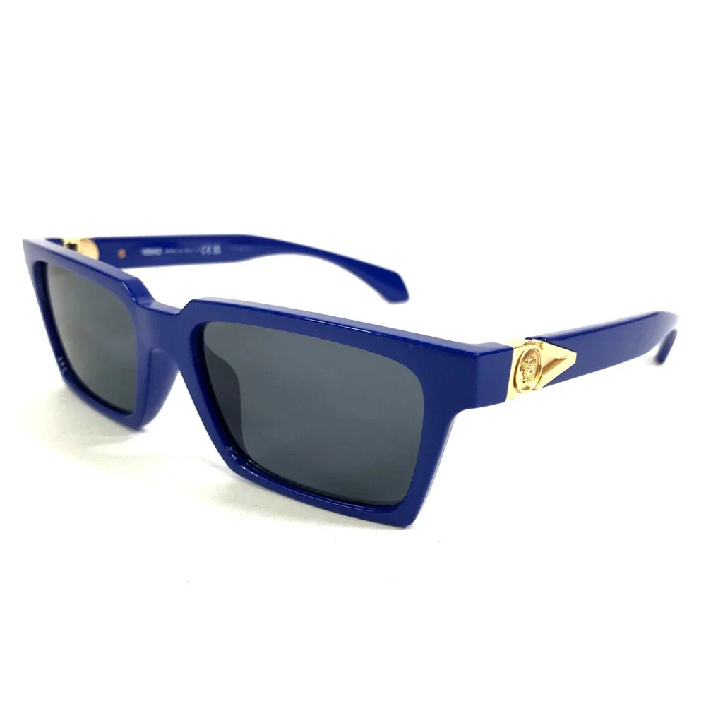 Versace Sunglasses MOD.4490-U 5450/87 Blue Gold Rectangle Frames w/ Gray Lenses